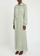 Forte_forte Velvet Devoré Midi Shirt Dress Light Green