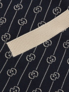 GUCCI - Slim-Fit Logo-Jacquard Cotton and Silk-Blend Cardigan - Blue