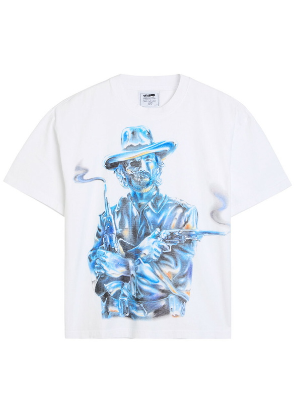 Photo: Warren Lotas Chrome Gunslinger Printed Cotton T-shirt White And Blue