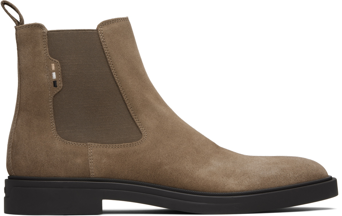 BOSS Brown Suede Chelsea Boots
