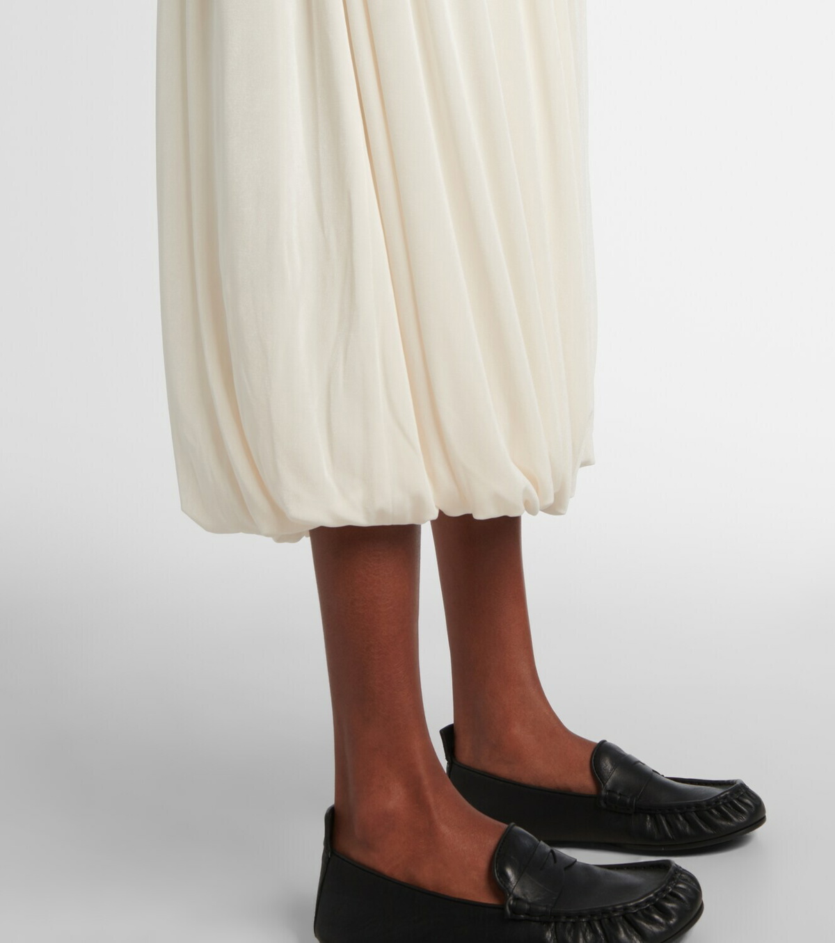 Xu Zhi Layered velvet-trimmed midi skirt