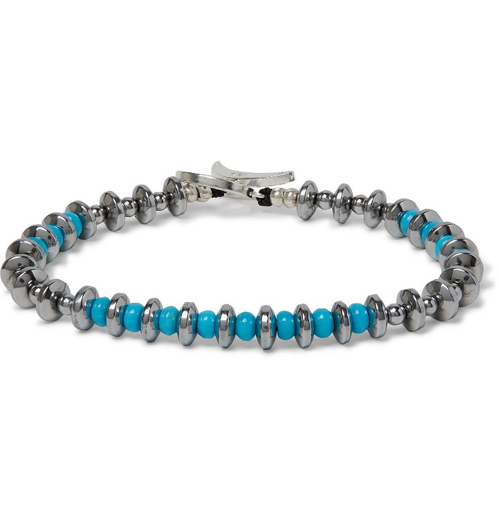 Photo: Mikia - Hematite, Turquoise and Sterling Silver Beaded Bracelet - Blue