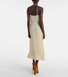 Chloé Jacquard lace-trimmed silk midi dress