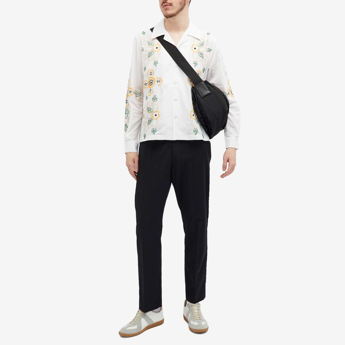 Bode Men's Embroidered Buttercup Shirt in White