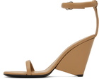 Courrèges Beige Oblique Leather Heeled Sandals