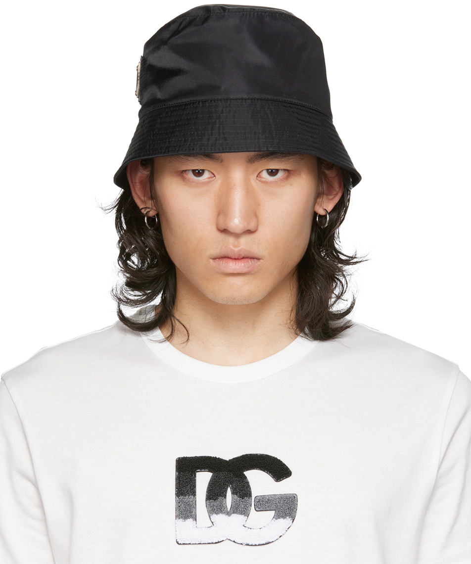 Dolce & Gabbana Black Branded Plate Bucket Hat Dolce & Gabbana