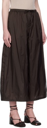AMOMENTO Brown Nylon Shirring Lounge Pants