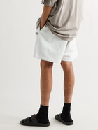 BALENCIAGA - Wide-Leg Logo-Embroidered Cotton-Jersey Shorts - White