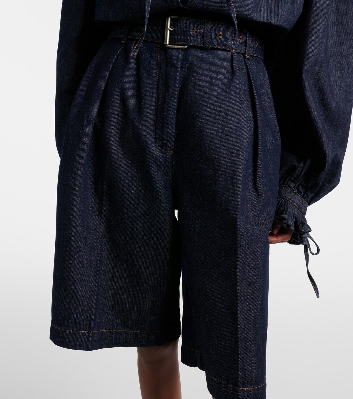 Dries Van Noten Pleated denim shorts