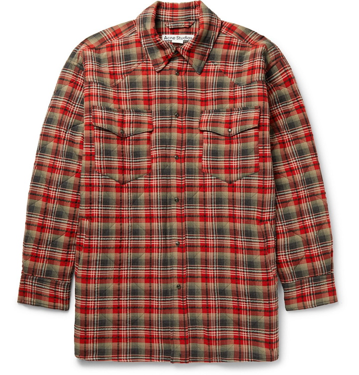 Photo: ACNE STUDIOS - Oxton Oversized Quilted Checked Woven Overshirt - Red