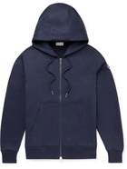 Moncler - Logo-Appliquéd Cotton-Jersey Zip-Up Hoodie - Blue