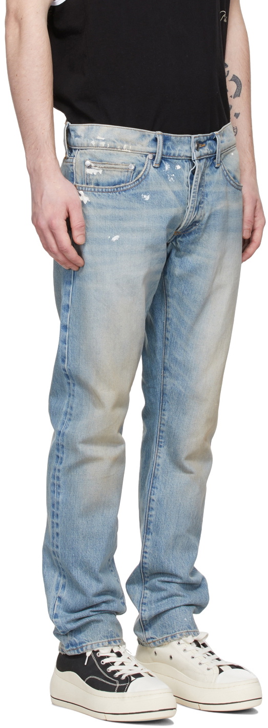 Rhude SSENSE Exclusive Blue Dirty Wash Jeans Rhude