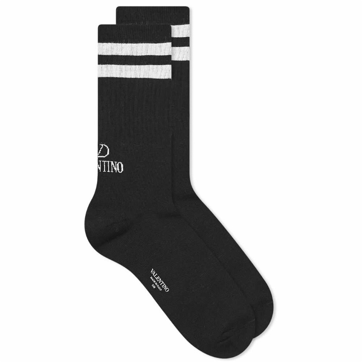 Photo: Valentino Men's Logo Sock in Nero/Bianco