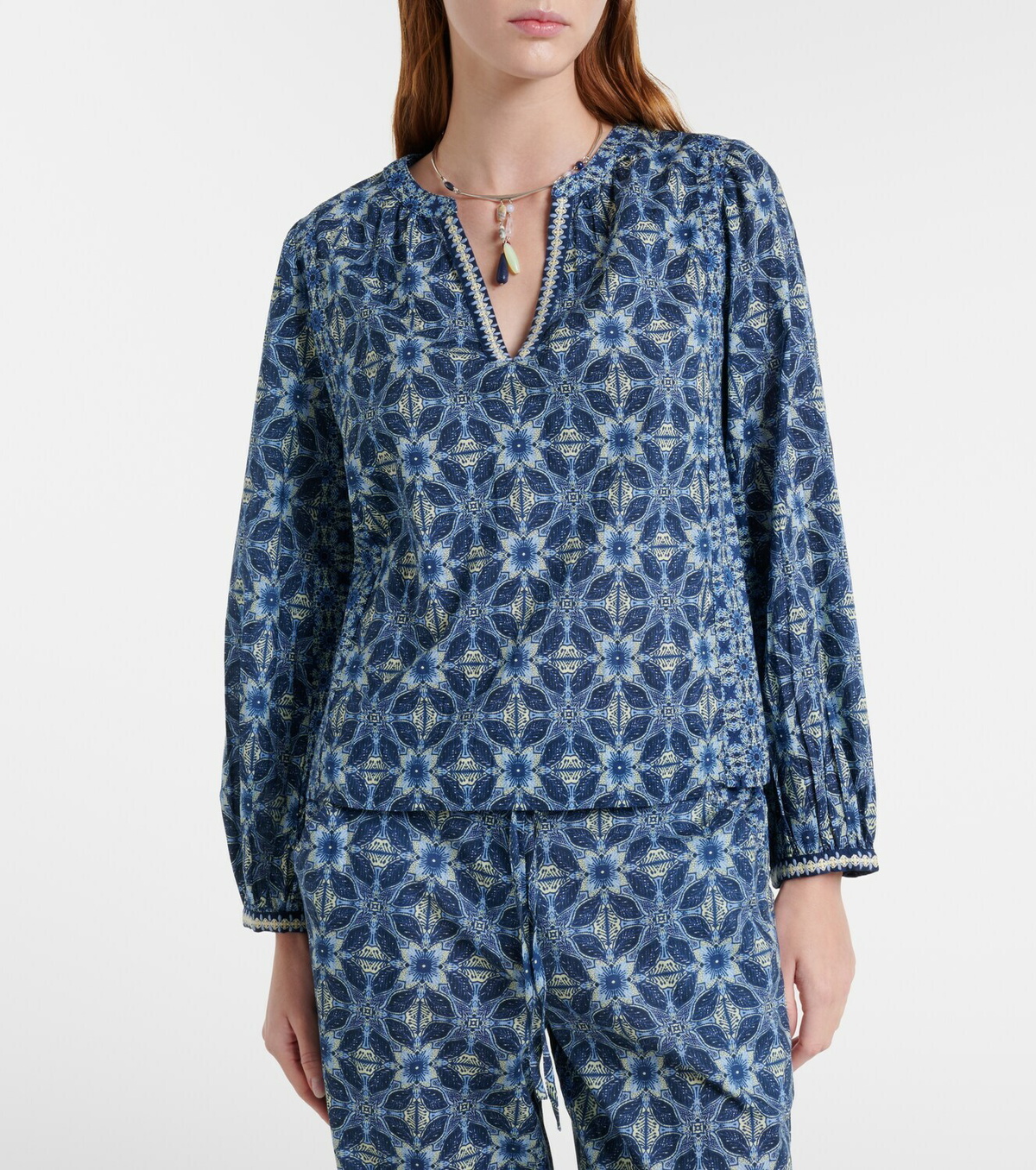 Velvet Claudie printed cotton blouse