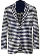 MP Massimo Piombo - Andy Slim-Fit Unstructured Houndstooth Cotton-Blend Jacquard Blazer - Blue