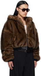 LU'U DAN Brown Yeti Outlaw Faux-Fur Jacket