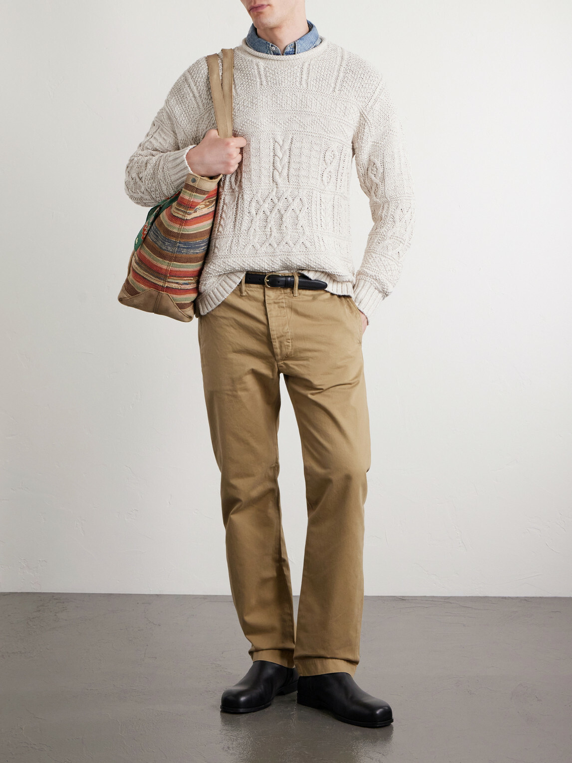 RRL - Cable-Knit Cotton, Linen and Silk-Blend Sweater - Neutrals