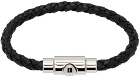 Ferragamo Black Braided Leather Bracelet