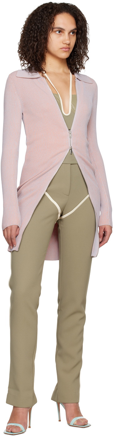 Paris Georgia Gray & Pink Zip-Up Polo