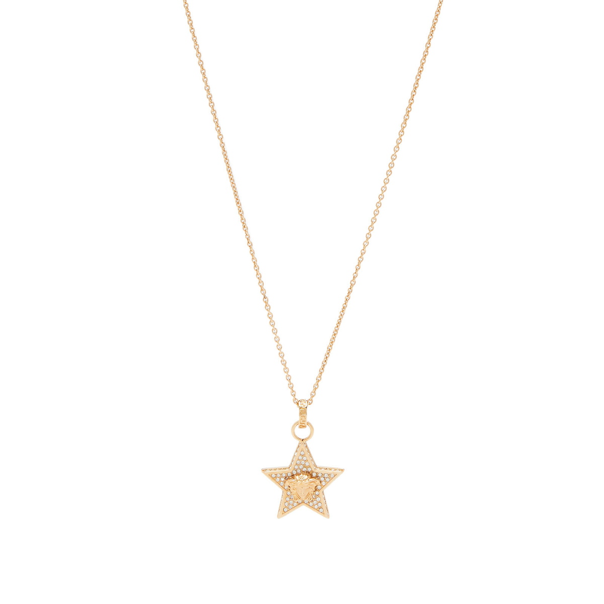 VERSACE★素敵！RUNWAY MEDUSA CRYSTAL Pave' STAR NECKLACE NEW $595 VERSACE RUNWAY Gold Tone Brass MEDUSA CRYSTAL Pave