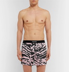 TOM FORD - Velvet-Trimmed Zebra-Print Stretch-Silk Satin Boxer Shorts - Pink