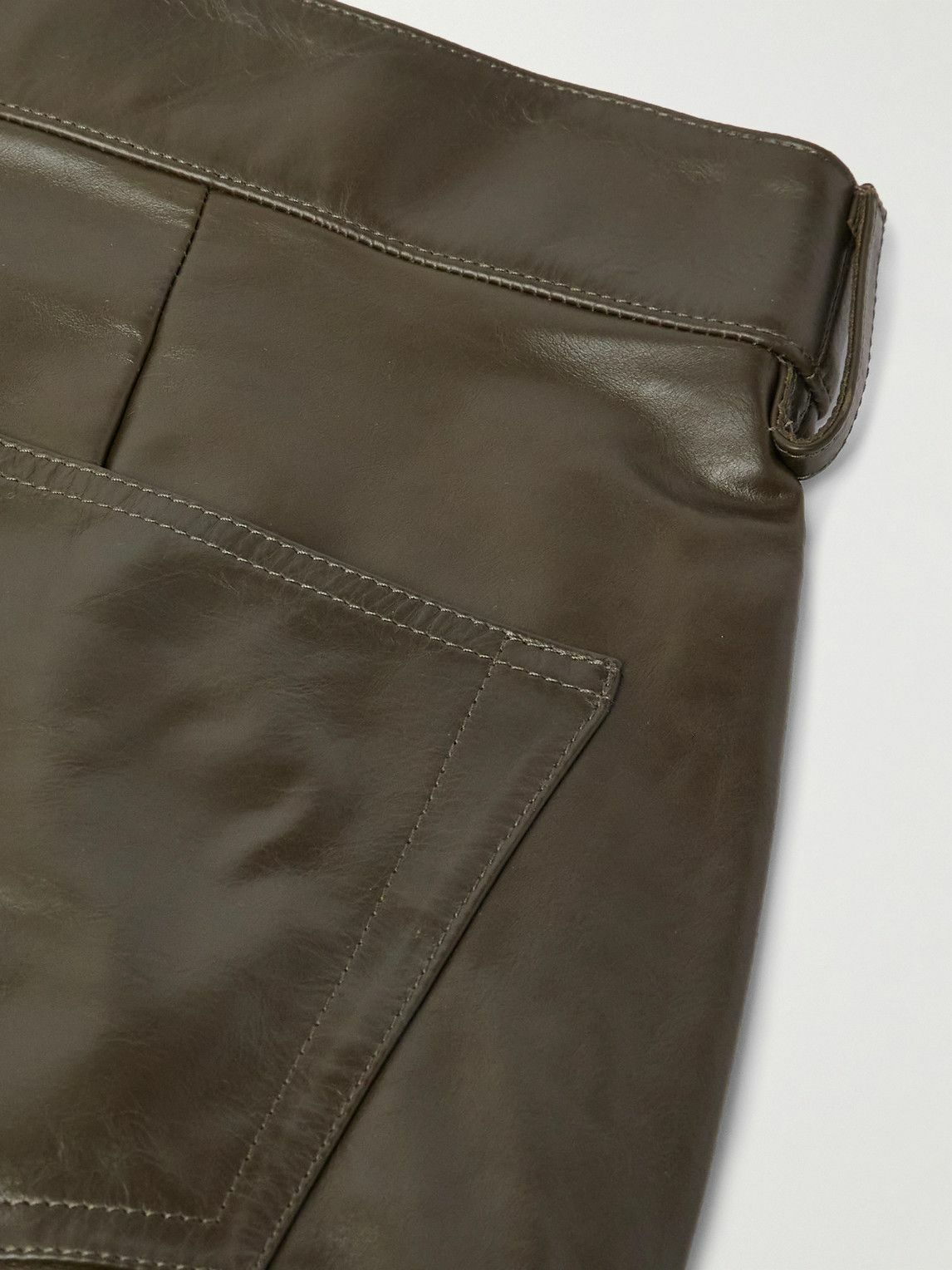 Rick Owens - Straight-Leg Leather Cargo Trousers - Green