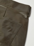 Rick Owens - Straight-Leg Leather Cargo Trousers - Green