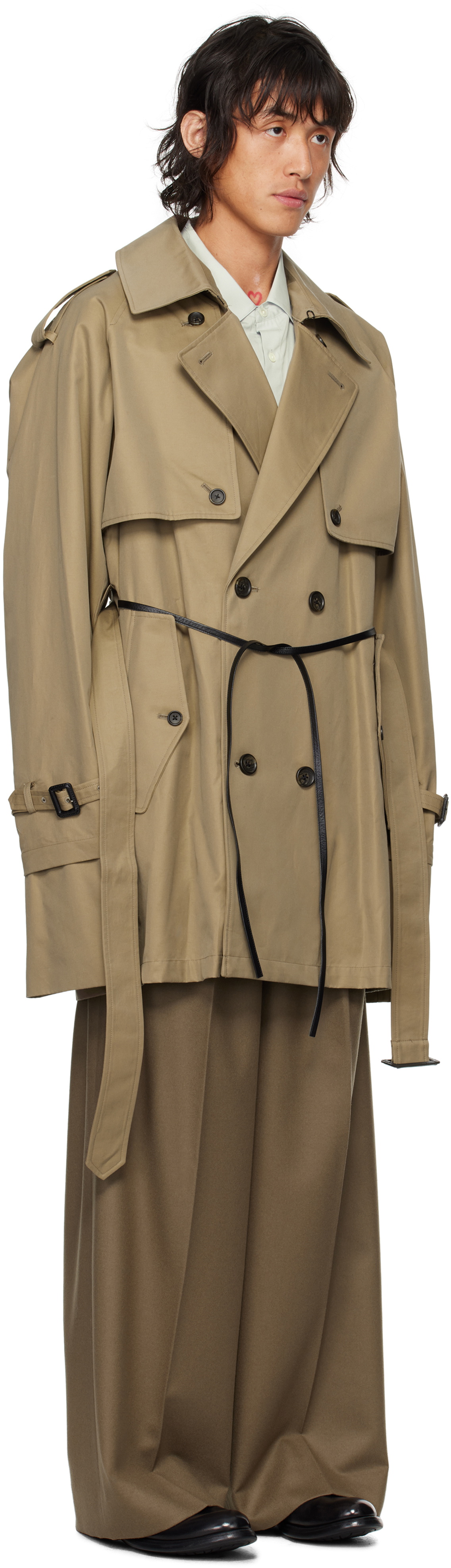 stein Beige Layered Short Trench Coat