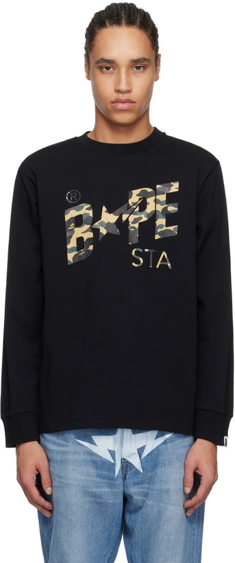 Photo: BAPE Black 1st Camo 'Bape STA' LS T-shirt