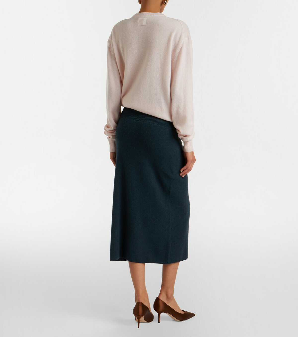 Erdem Floral-appliqué knitted midi skirt