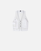 Pinko Multi Pocket Vest In Lightweight Printed Organza Bright White