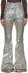 Rick Owens Blue & Beige Temple Bolan Bootcut Jeans
