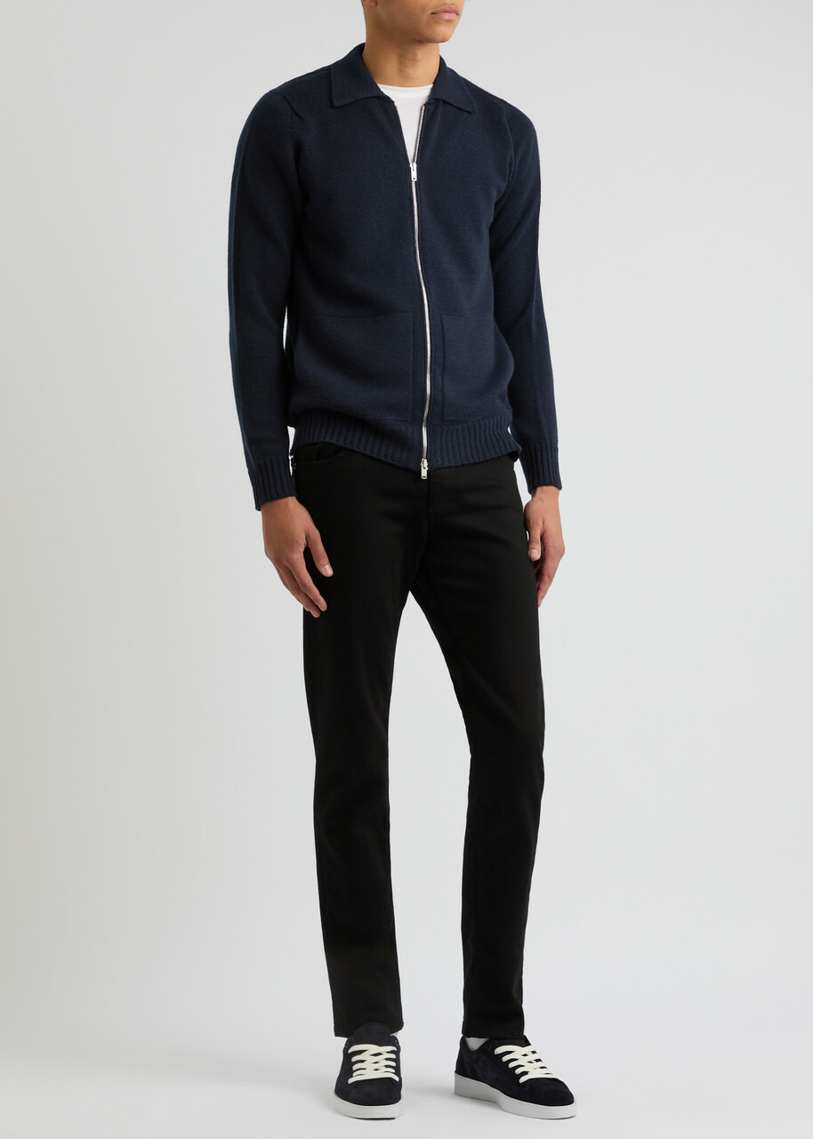 John Smedley Fallon Wool Cardigan Navy John Smedley