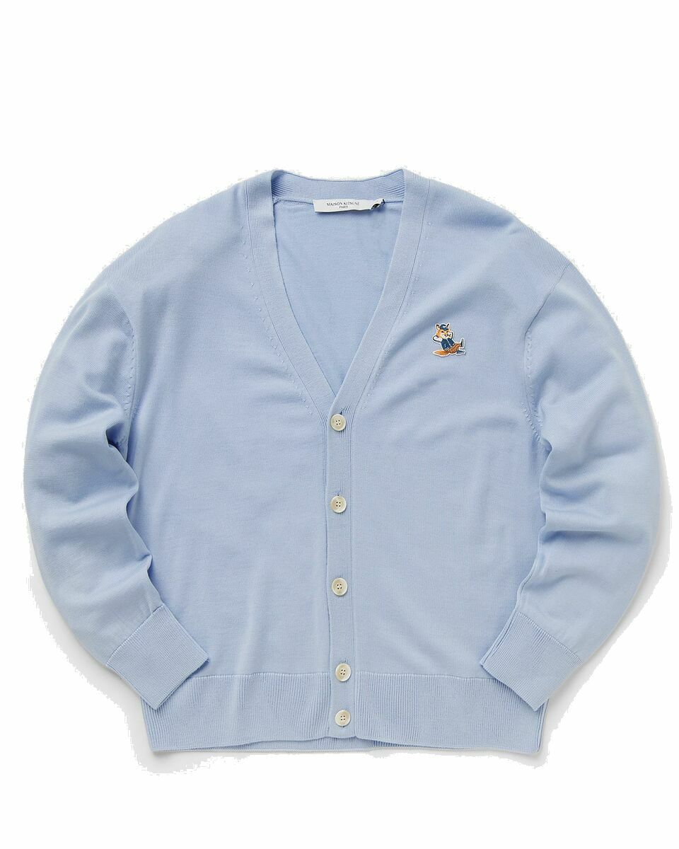 Photo: Maison Kitsune Dressed Fox Patch Relaxed Cardigan Blue - Mens - Pullovers