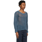 Nicholas Daley Blue Knit Garment-Dyed Sweater