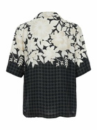 AMIRI garden Black Bowling Shirt With Cuban Collar And All-over Floral Print In Tech Fabric Man