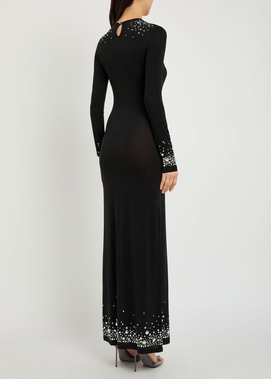 Rabanne Stud-embellished Stretch-jersey Maxi Dress Black