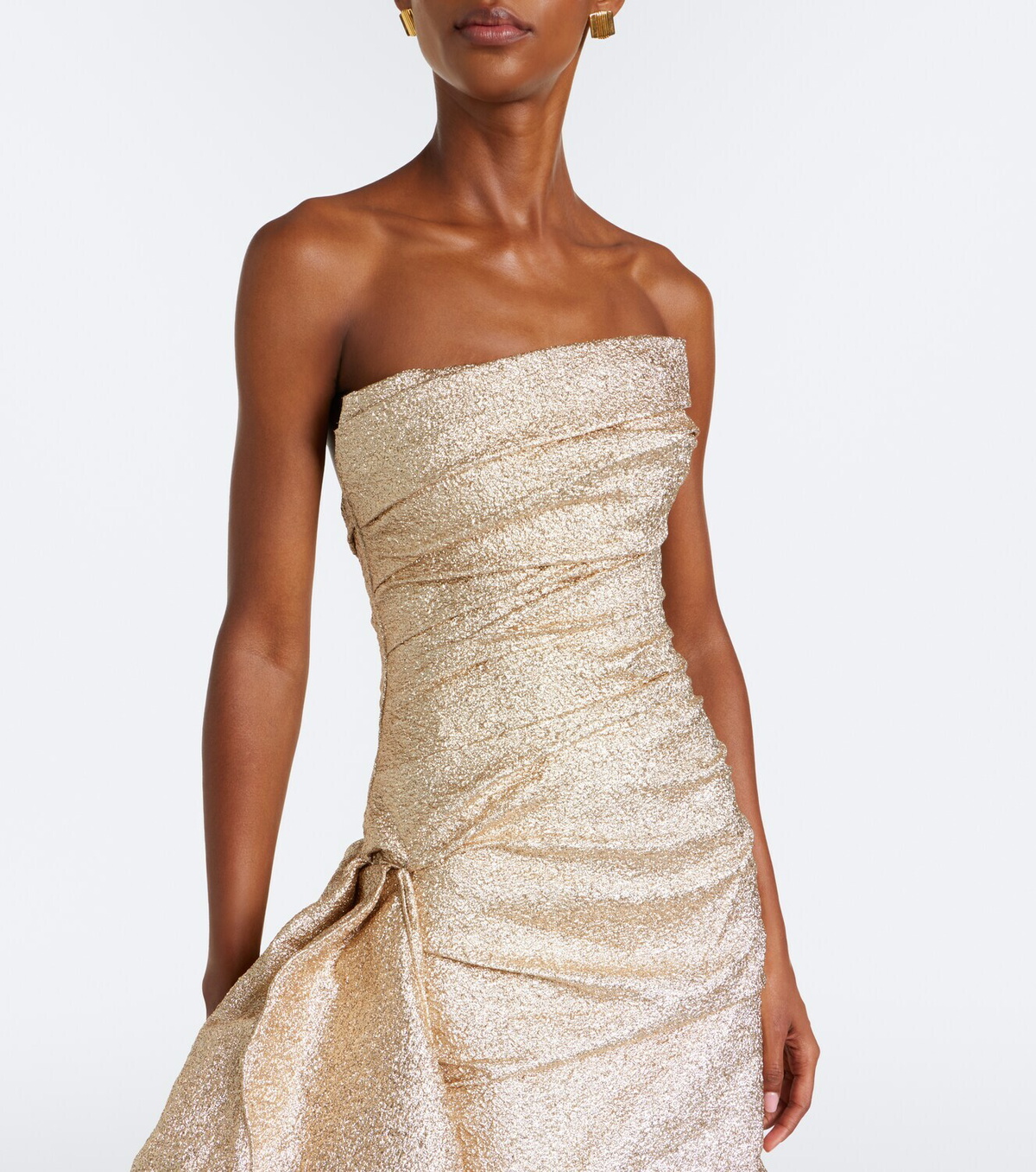 Marmar Halim Gathered lamé corset gown