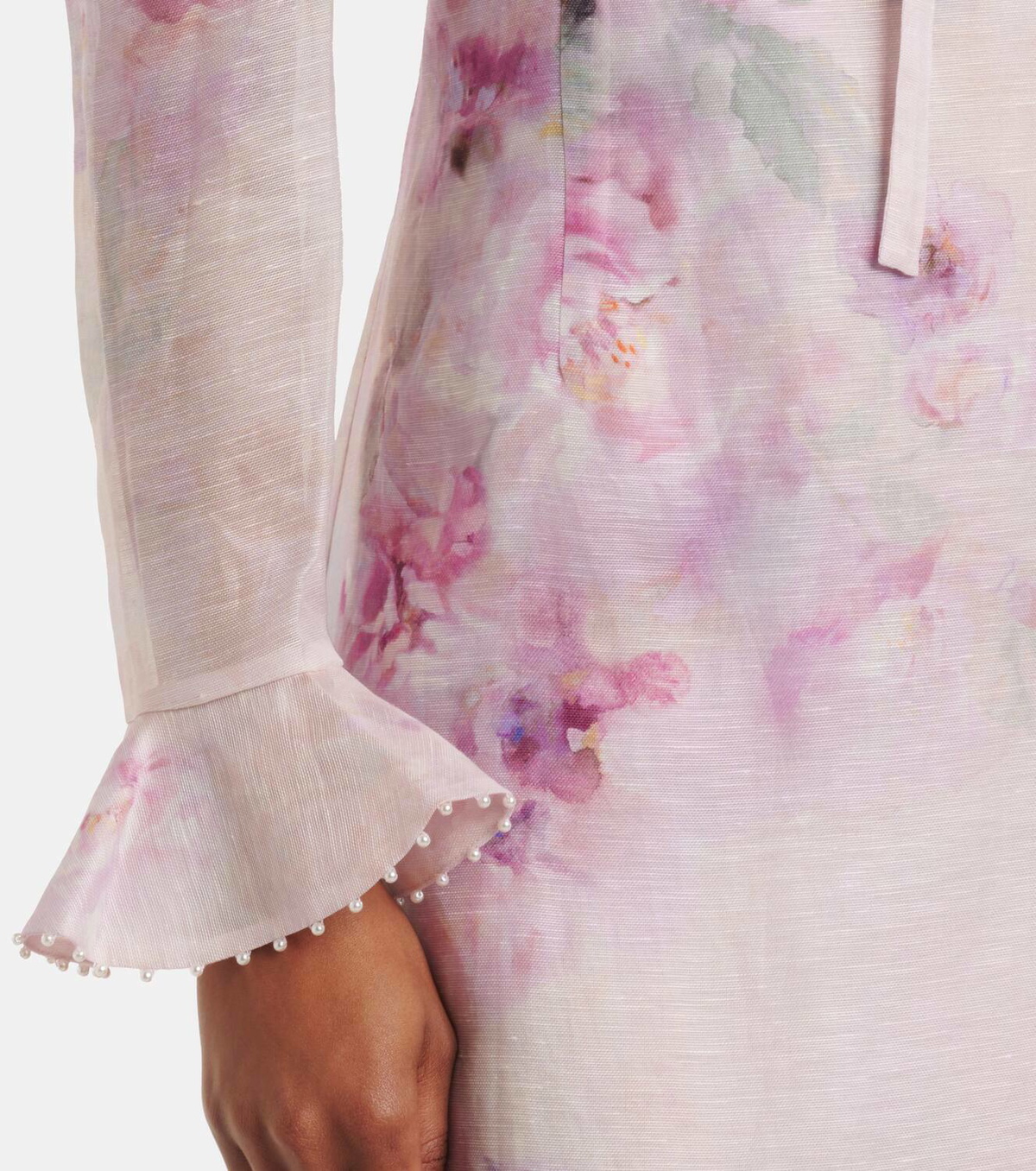 【Zimmermann】Crush linen and silk midi dress ZIMMERMANN Crush embellished linen and silk-blend midi dress