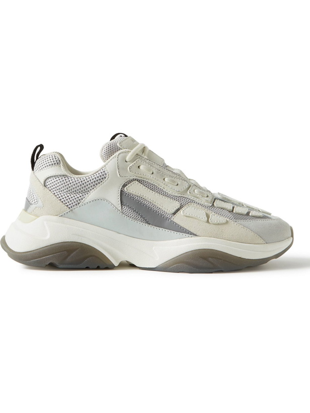 Photo: AMIRI - Bone Runner Leather and Suede-Trimmed Mesh Sneakers - Gray
