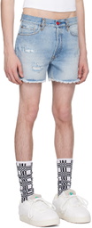 Members of the Rage Blue Distressed Denim Shorts