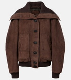 The Attico Oversized suede bomber jacket