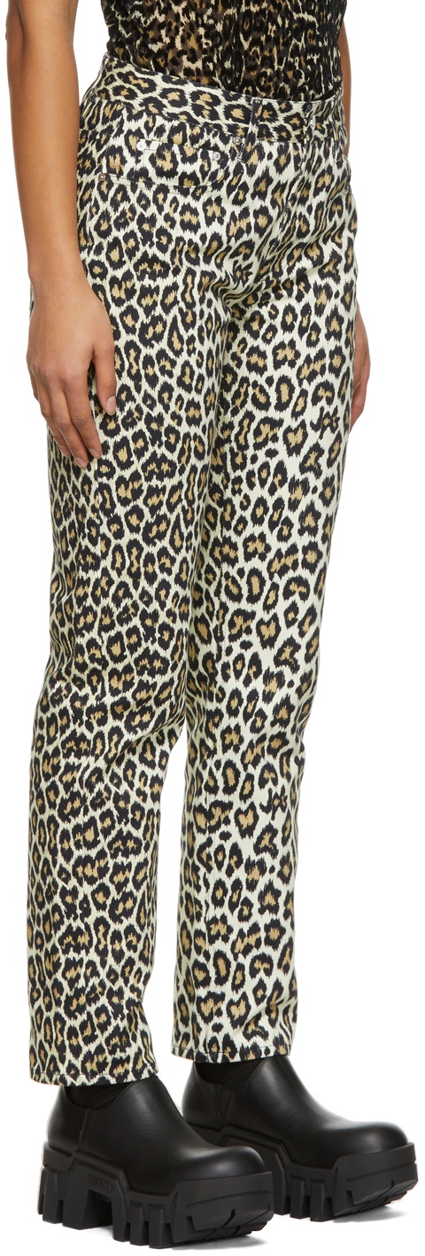 Jean Paul Gaultier Off-White Gabardine Leopard Jeans Jean Paul Gaultier