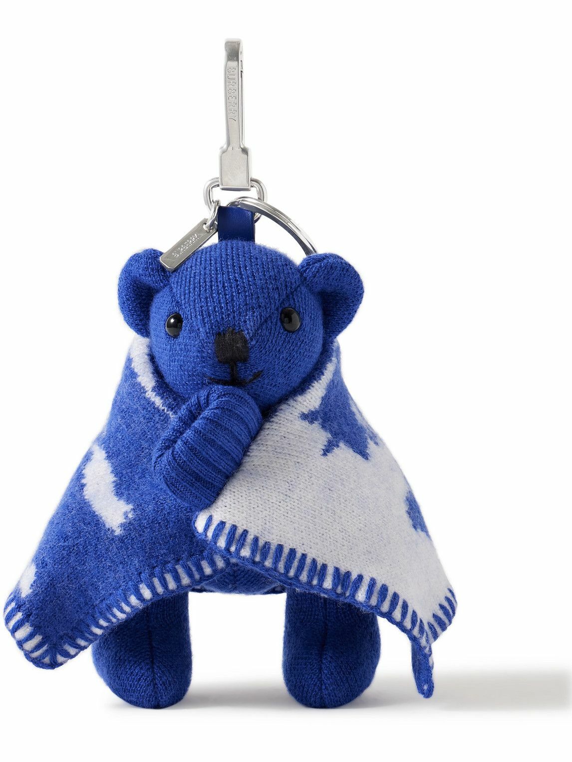 Burberry - Leather-Trimmed Intarsia Wool and Cashmere-Blend Keychain