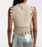 Rabanne Embellished cotton crochet top