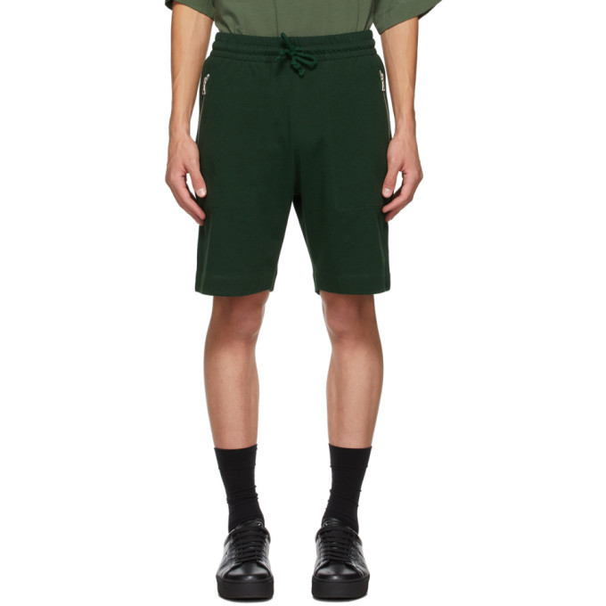 Photo: Dries Van Noten Green Cotton Zip Shorts