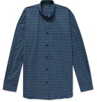Balenciaga - Oversized Button-Down Collar Logo-Print Checked Cotton-Poplin Shirt - Green