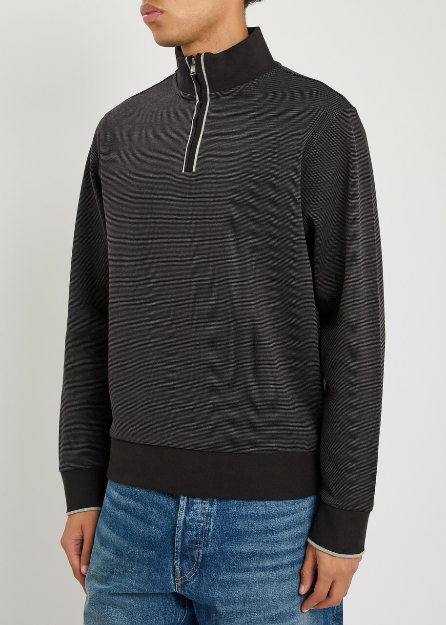 Boss Sidney Half-zip Cotton Jumper Black