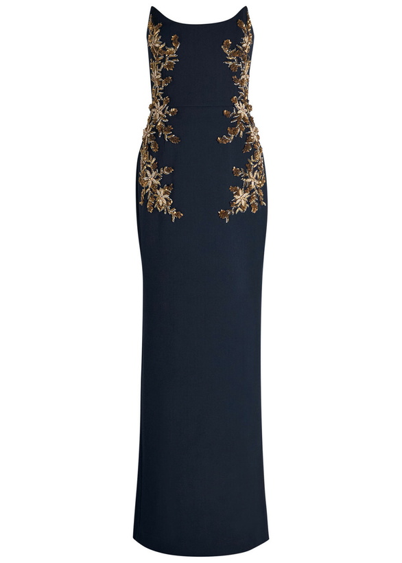 Photo: Rebecca Vallance Orla Embellished Crepe Gown Navy