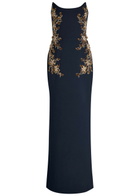 Rebecca Vallance Orla Embellished Crepe Gown Navy